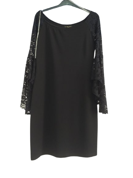 Κοντό Φόρεμα με Μανίκια Μαύρο 01