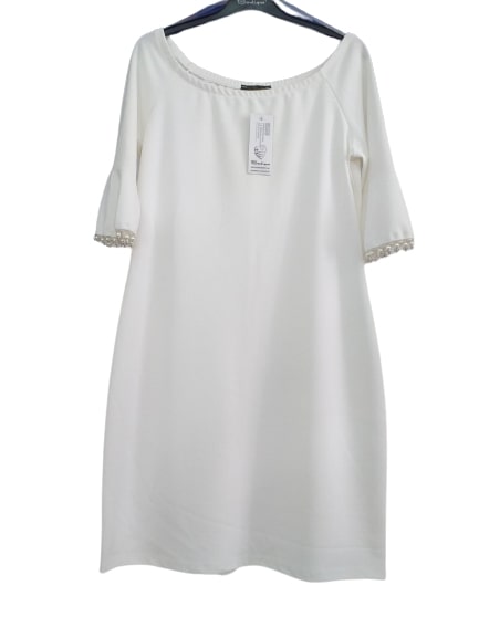 Κοντό Φόρεμα Άσπρο με Πέρλες 014