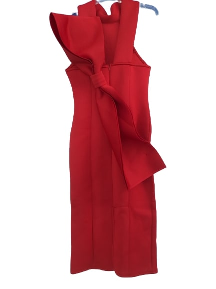 Κοντό Κόκκινο Φόρεμα με Φιόγκο 033