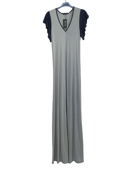 Μπλε Μακρύ Φόρεμα Ριγέ 034